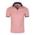 Fashion Casual Cotton Cool Lapel Men Polo Shirt - Pink