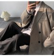 Vintage Jackets Men Micro Plaid Double Breasted Boxy Coat