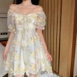 French Floral Dress Sexy Puff Sleeve Chiffon Print Women