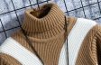 Winter Thick Warm Sweaters Men Turtleneck Casual Patchwork