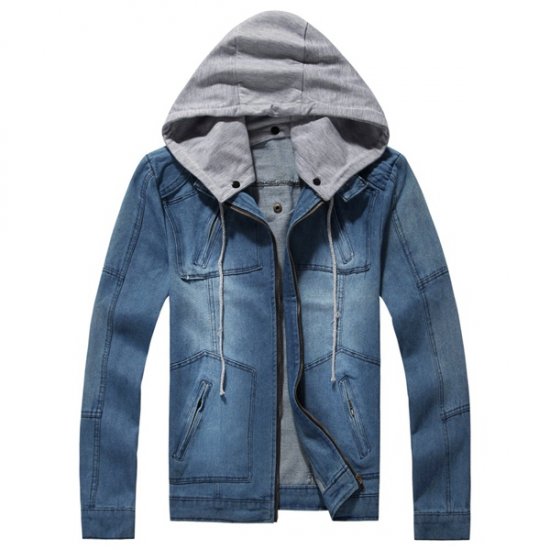 Winter Men Clothing Men\'s Hooded Denim Jacket Outdoors