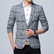 Plaid Lapel Blazer Clothing Jacket Fashion Slim Casual Man