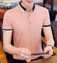 Fashion Casual Cotton Cool Lapel Men Polo Shirt - Pink